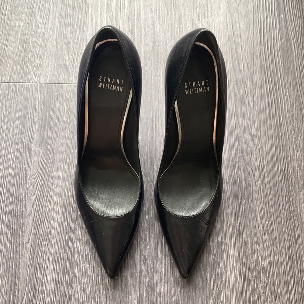 Stuart Weitzman Black Leather Pumps, Sz 7.5